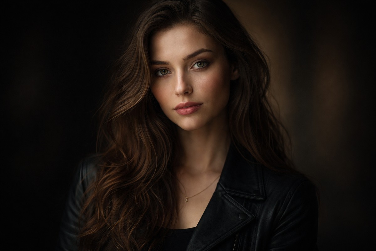 Moody portrait with invisible vignette