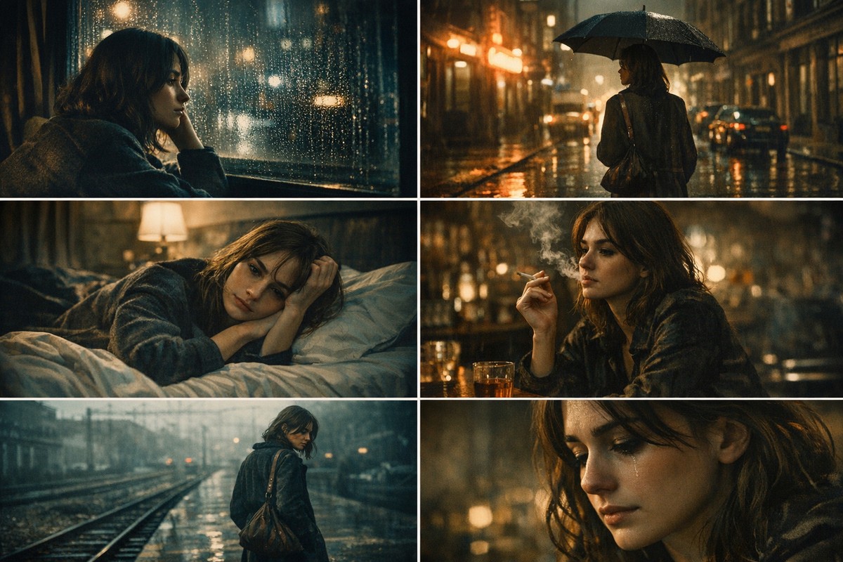 Series of moody portraits and lifestyle photos