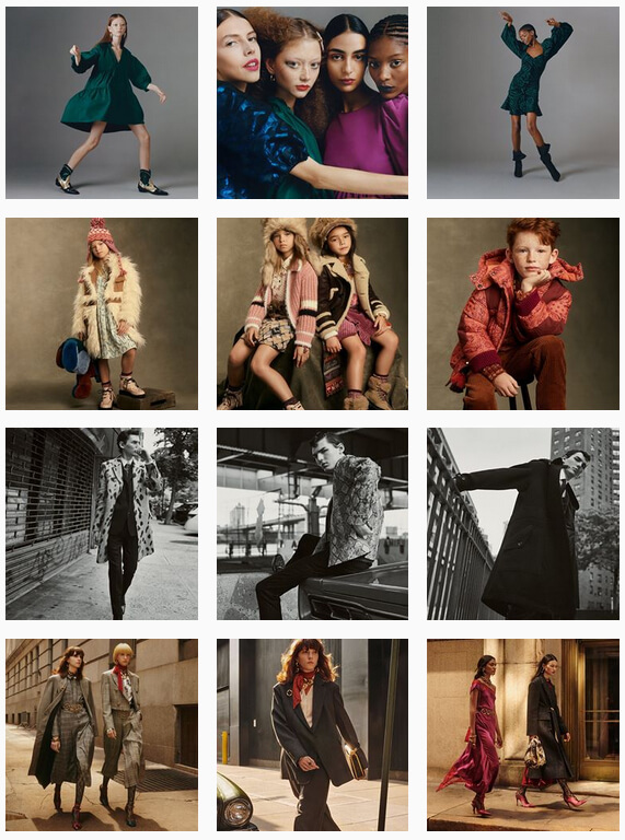 Инстаграм стиль оформления ряды в линию