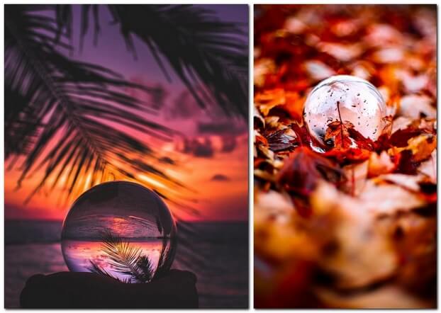 Стеклянный шарик на фотографиях