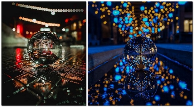 Стеклянный шарик на фотографиях