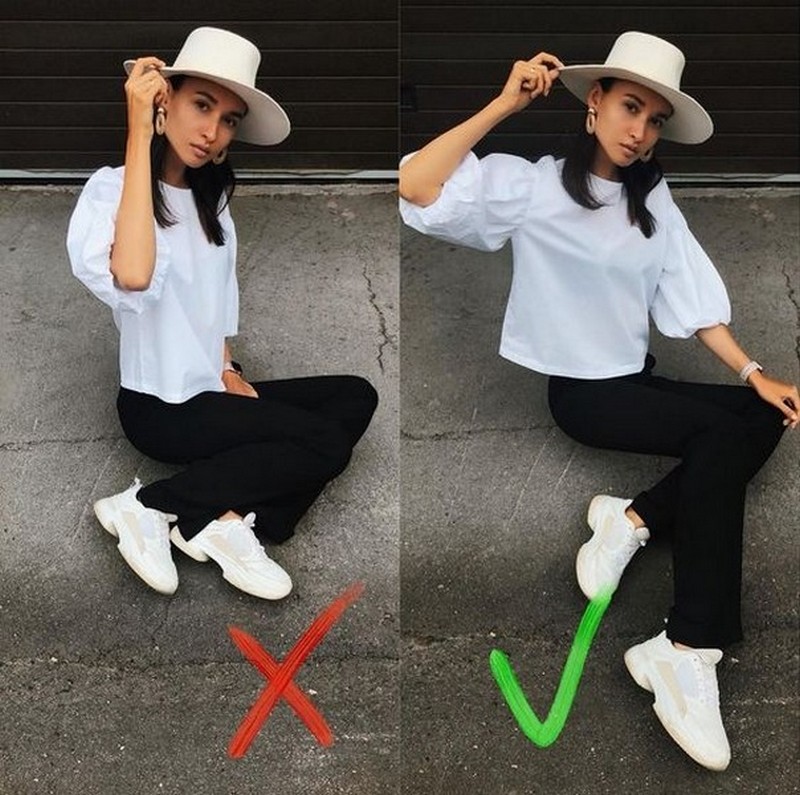 Женская поза для фотосессии сидя